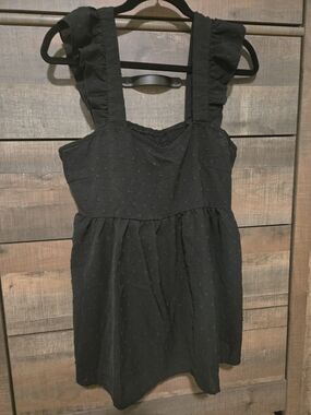 Black Ruffle Swiss Dot Maternity top